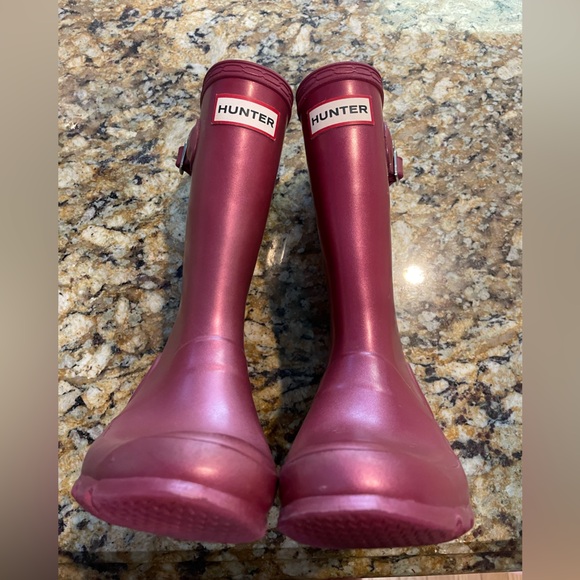 Hunter Metallic Fuchsia Youth Waterproof Boots Size 13B / 1G EU 31 - Picture 2 of 12